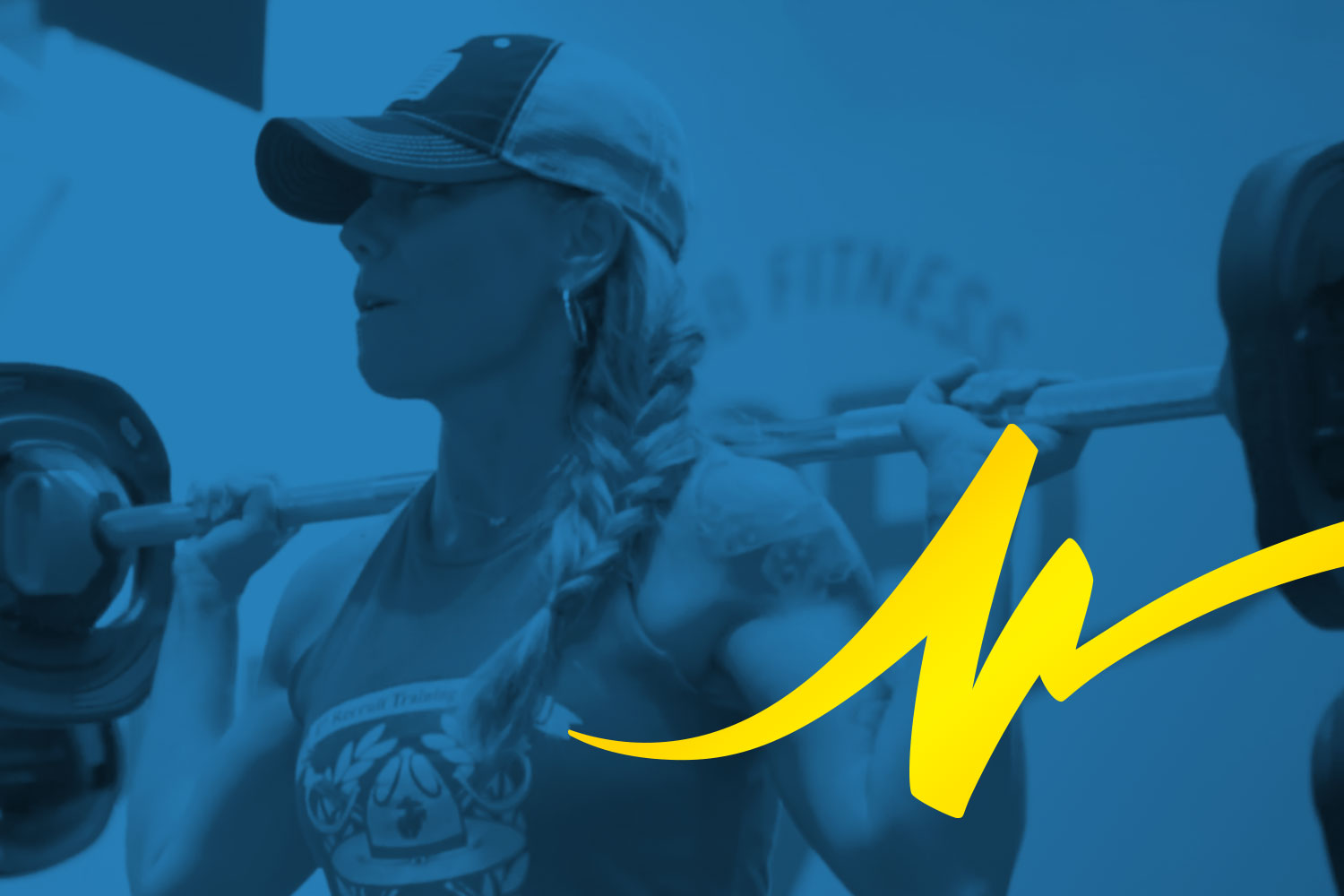 photo of someone working out with company branding overlaid