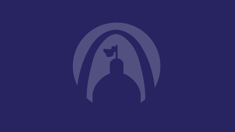 a logo overlaid on purple